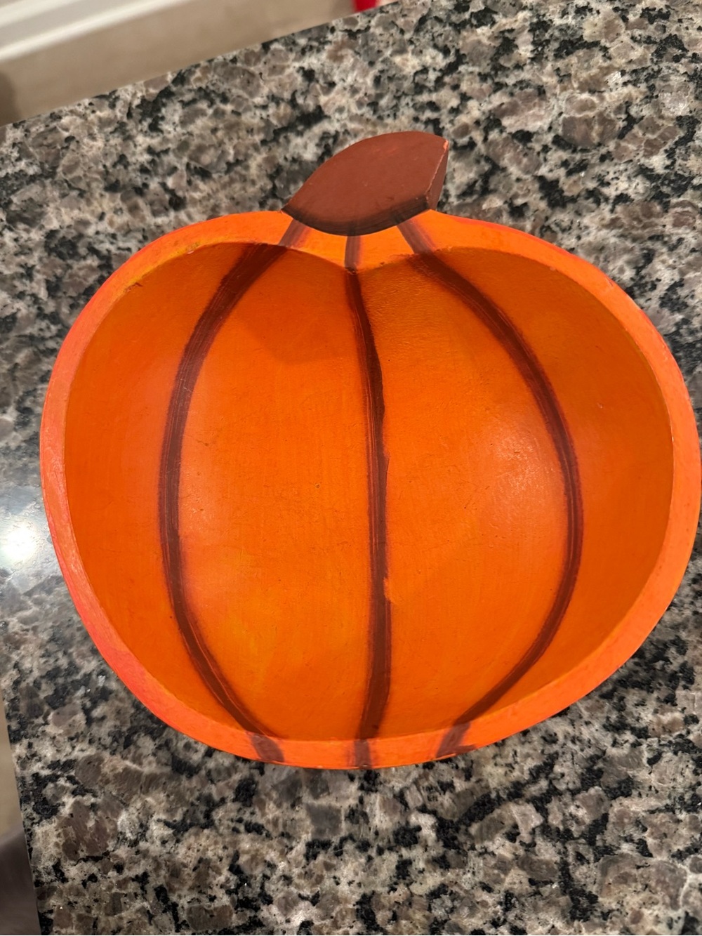Vintage Painted Wooden Pumpkin Bowl Trinket Dish Catch All Fall Halloween Autumn
